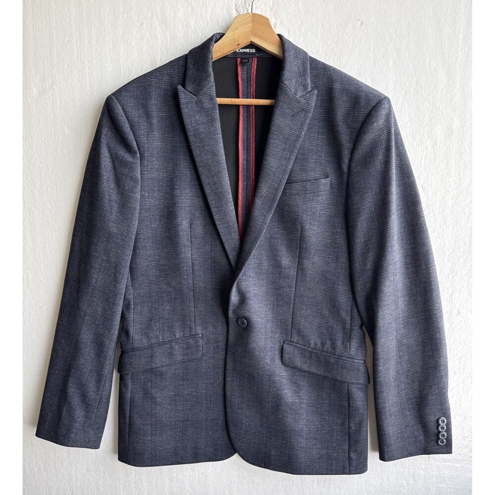 Express Single Breasted Slim Blazer Jacket Navy Blue Men's Size 38s/38c